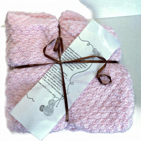 Handmade Other - handmade Pink Crochet Shawl Throw Wool Baby Blankets. NWT